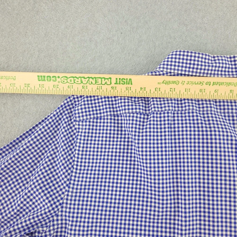Banana Republic Dress Shirt Mens XL Blue Gingham Slim Fit Non Iron Cotton